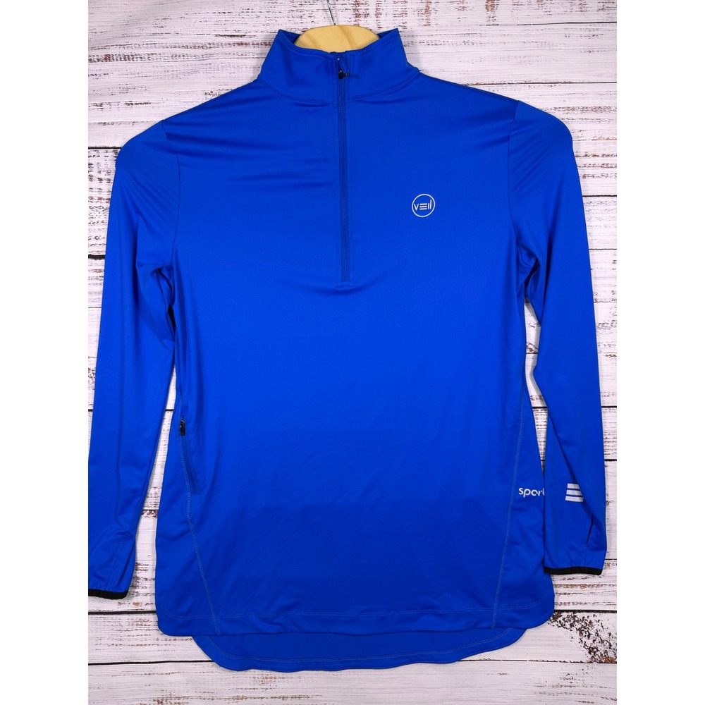 Veil Sport Pullover Women Large Blue Quarter Zip Long Sleeve Thumbhole Athletic
